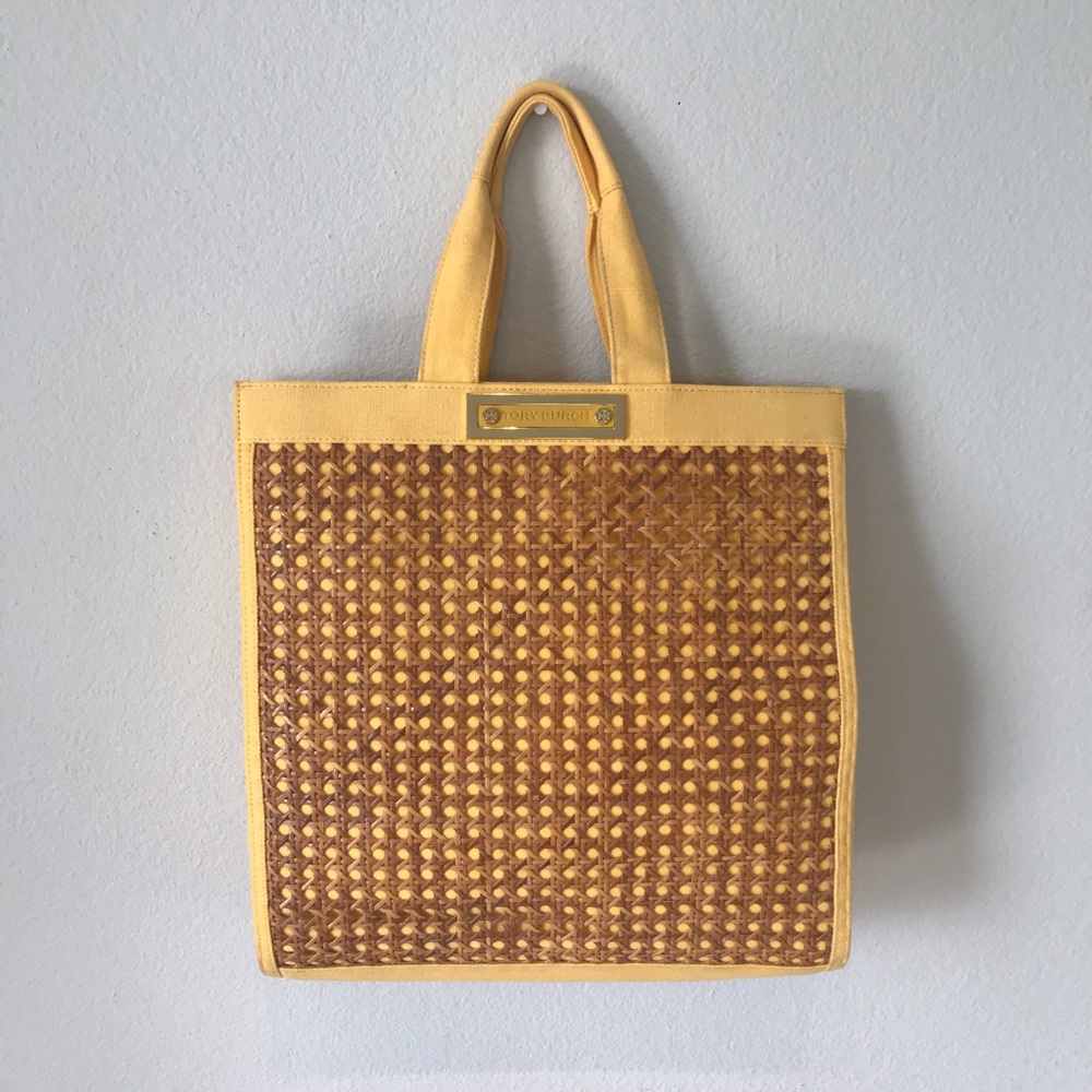 Tory Burch wicker yellow tote bag - Picture 2 of 8